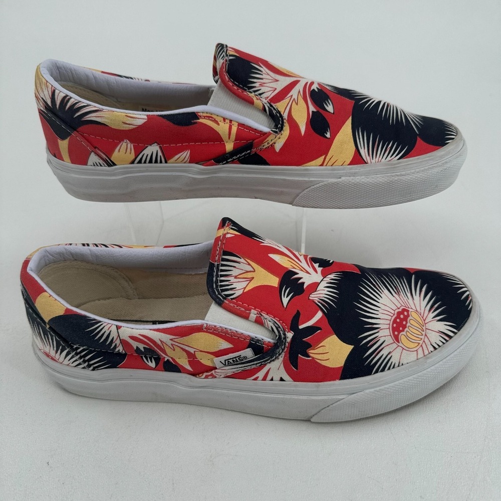 Vans Off the Wall Skate Shoes WOMENS Multicolor Tropical Print Slip On SIZE 8.5